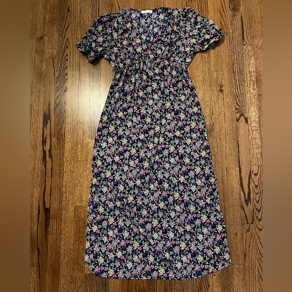 Ces Femme Navy Floral Maternity Dress